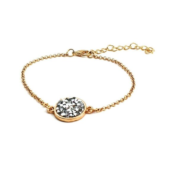 Gold Tone Bracelet & Druzy Charm - Picture 2 of 9